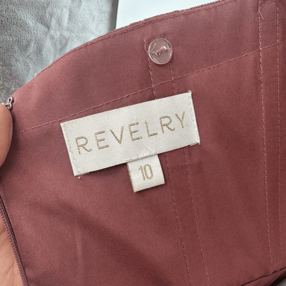 Revelry Rosalie Tulle Convertible Dress Sz 10 Rosewood Maxi Bridesmaid Strapless - Picture 4 of 16